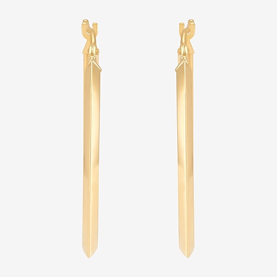 Made in Italy Womens 10K Gold 29.1mm Oval Hoop Earrings