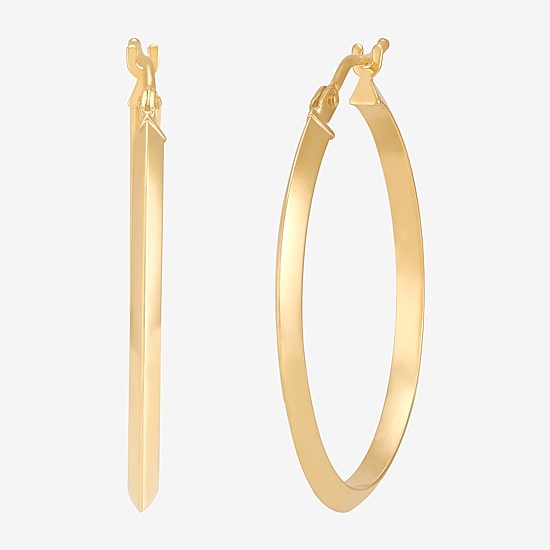 Made in Italy Womens 10K Gold 29.1mm Oval Hoop Earrings