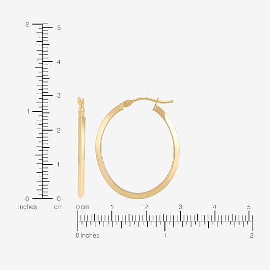Made in Italy Womens 10K Gold 29.1mm Oval Hoop Earrings