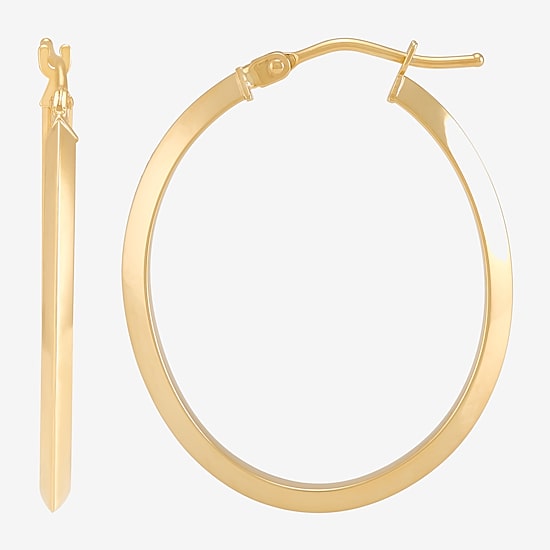 Made in Italy Womens 10K Gold 29.1mm Oval Hoop Earrings