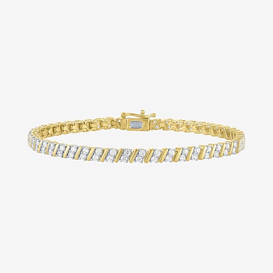 (G-H / Si2-I1) Womens 2 CT. T.W. Lab Grown White Diamond 14K Gold Over Silver 7.5 Inch Tennis Bracelet