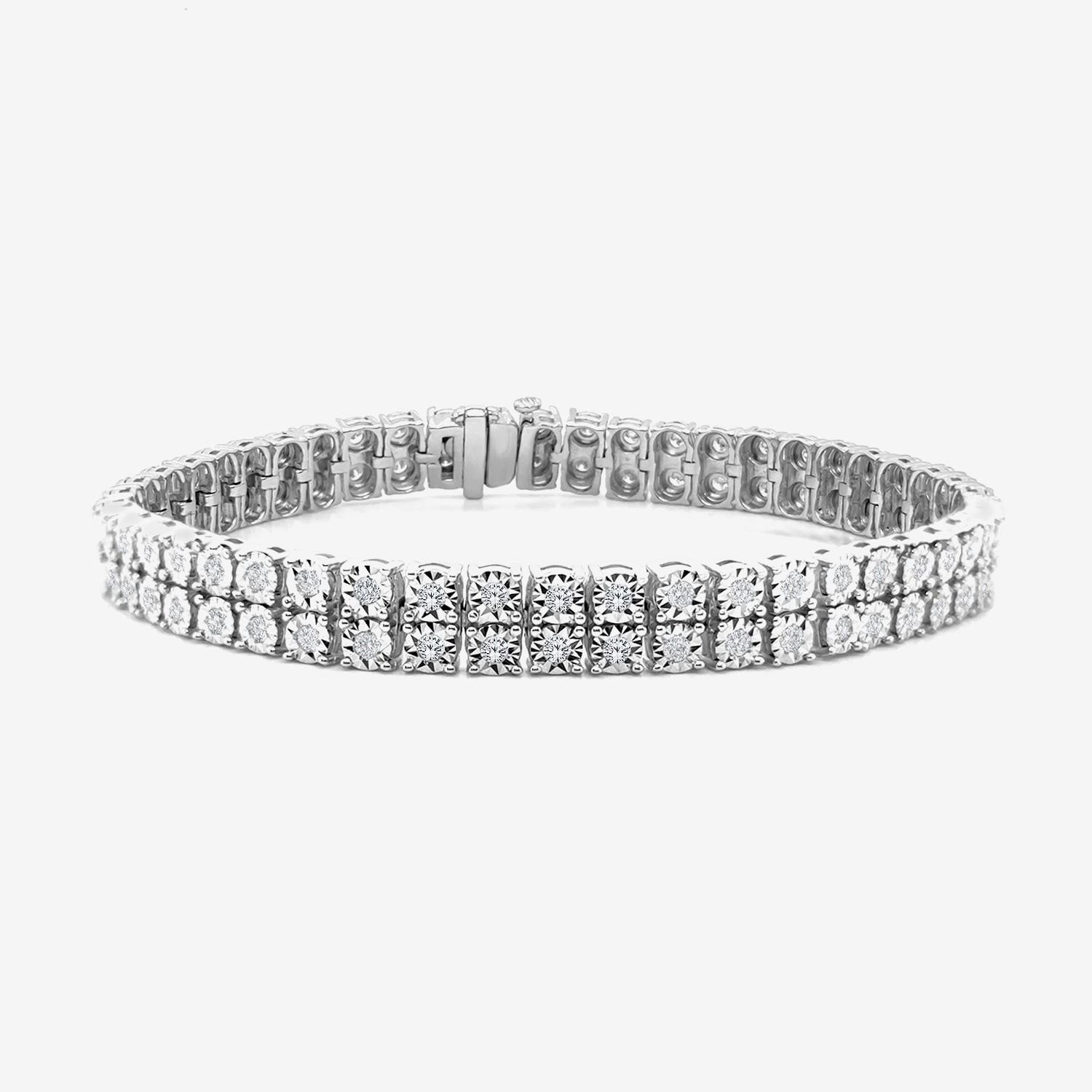 F / Si2) Womens / CT. T.W. Lab Grown White Diamond Sterling Silver Inch Tennis Bracelet