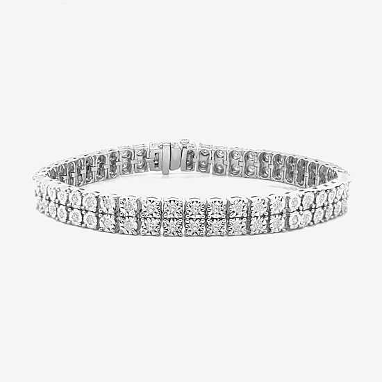 (F/Si2) Womens 2 CT. T.W. Lab Grown White Diamond Sterling Silver 7.5 Inch Tennis Bracelet