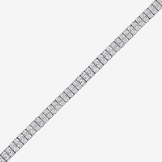 (F/Si2) Womens 2 CT. T.W. Lab Grown White Diamond Sterling Silver 7.5 Inch Tennis Bracelet