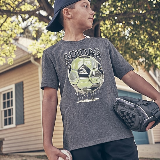 adidas Big Kid Boys Crew Neck Short Sleeve Regular Fit Graphic T-Shirt