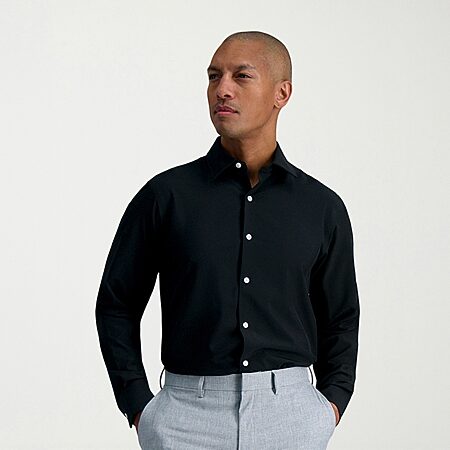 van heusen black dress shirt Van Heusen Men's Black Regular Wrinkle Free Dress Shirt Size 17 32/33 XL