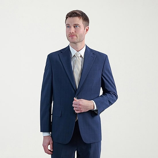 Haggar JMH Prince Of Wales Mens Stretch Fabric Classic Fit Plaid Suit Jacket