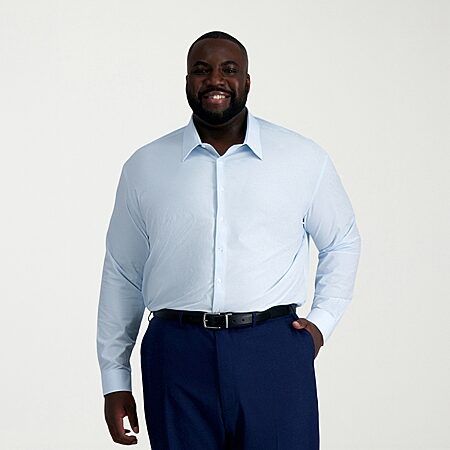 xxl dress shirt men Comfort Stretch Non-Iron Solid Dress Shirt With Contrast Trim
