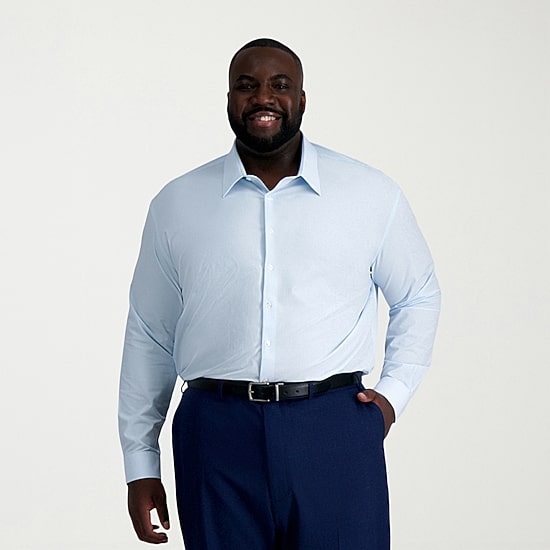 Haggar Smart Wash Big and Tall Mens Classic Fit Easy Care Long Sleeve Dress Shirt