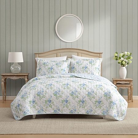 Laura Ashley Honeysuckle 3-pc. Reversible Quilt Set, Color: Yellow