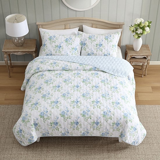 Laura Ashley Linley 3-pc. Floral Reversible Quilt Set