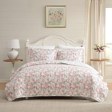 Laura Ashley Walled Garden Quilt Set USHSA91264466, Color: Mocha