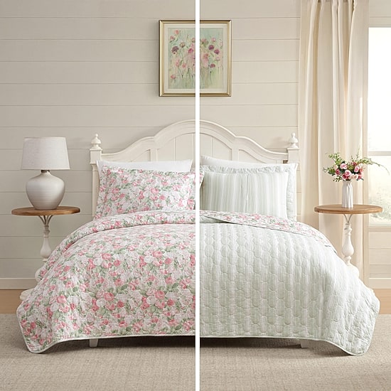 Laura Ashley Sweet Memories 3-pc. Reversible Quilt Set