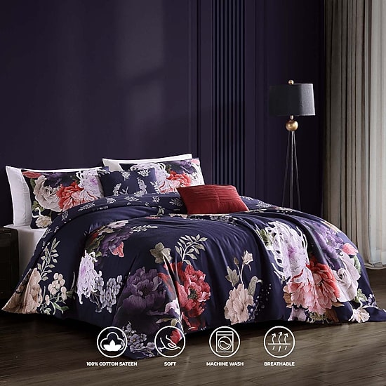 Bebejan Deep Purple Garden 5-pc. Midweight Reversible Comforter Set