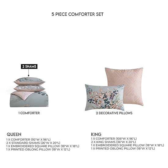 Bebejan Peach Leaves 5-pc. Midweight Reversible Comforter Set