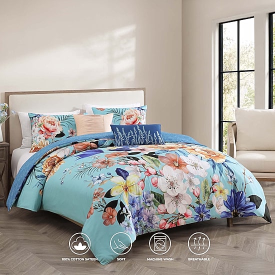 Bebejan Turquoise Reverie 5-pc. Reversible Comforter Set