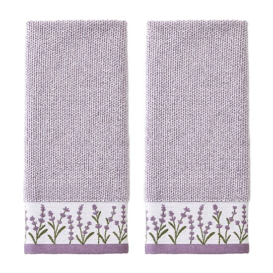 Saturday Knight Lavender Border 2-pc. Floral Hand Towel