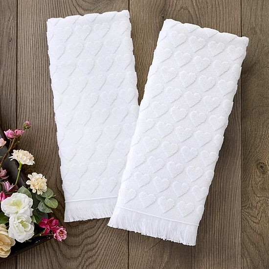 Saturday Knight Heart Jacquard 2-pc. Hand Towel