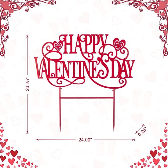 Glitzhome 24" Metal Happy Day Stake Valentines Day Yard Art