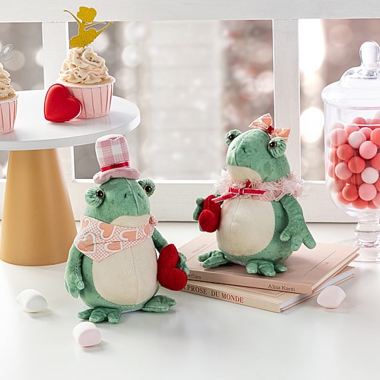 Glitzhome Frog Couple Valentines Day Figurine