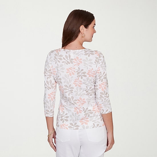 Hearts Of Palm Leaf Womens Scoop Neck 3/4 Sleeve T-Shirt