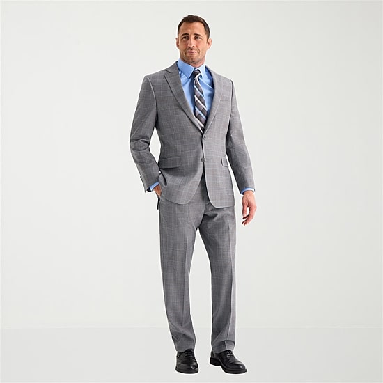 Stafford Coolmax All Season Ecomade Mens Classic Fit Plaid Suit Separates