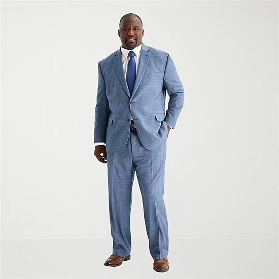 Stafford Coolmax All Season Ecomade Mens Big and Tall Plaid Suit Separates