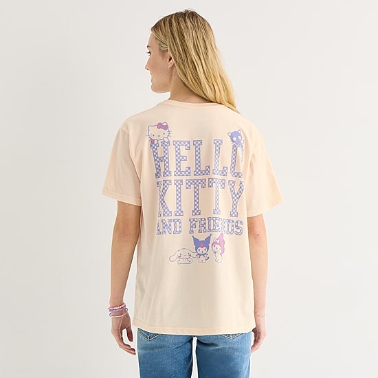 Womens Juniors Crew Neck Short Sleeve Regular Fit Hello Kitty Graphic T-Shirt