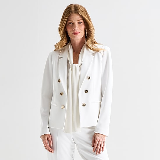 Black Label by Evan-Picone Womens Classic Fit Double Breasted Suit Jacket