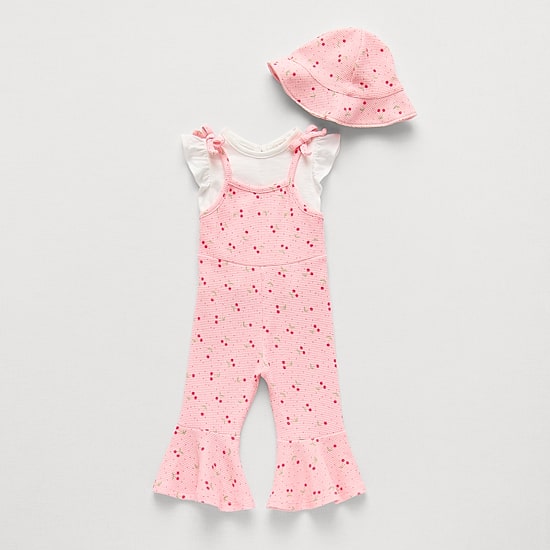 Btween Baby Girls Jersey 3-pc. Jumpsuit Set