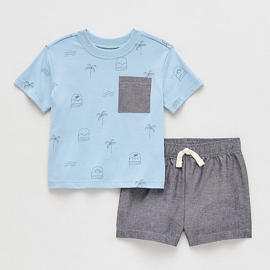 Okie Dokie Baby Boys Jersey 2-pc. Short Set