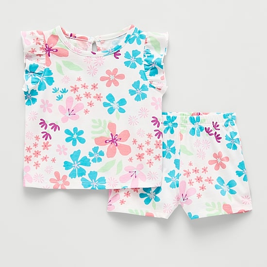 Okie Dokie Baby Girls Jersey 2-pc. Short Set