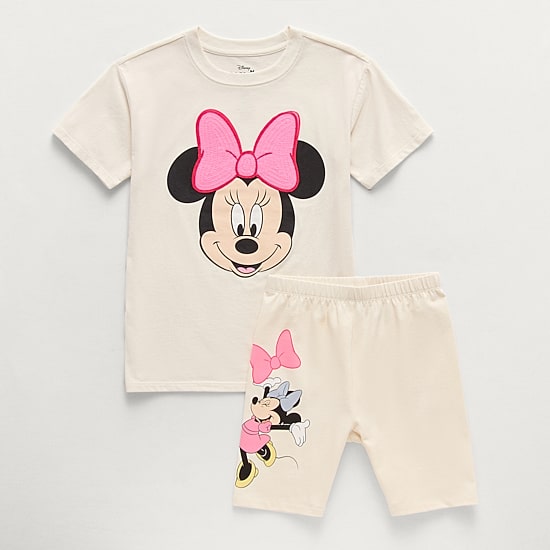 Disney Collection Little & Big Kid Girls Minnie Mouse Jersey 2-pc. Short Set