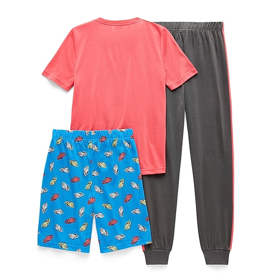 Sleep On It Little & Big Kid Boys Crew Neck Short Sleeve 3-pc. Pajama Set