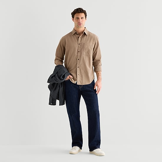 mutual weave Mens Long Sleeve Regular Fit Button-Down Shirt