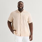 Shaquille O'Neal XLG™ Jacquard Mens Short Sleeve Regular Fit Big and Tall Button-Down Shirt
