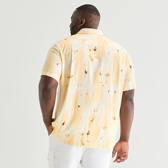 Shaquille O'Neal XLG™ Mens Short Sleeve Stretch Fabric Big and Tall Camp Shirt