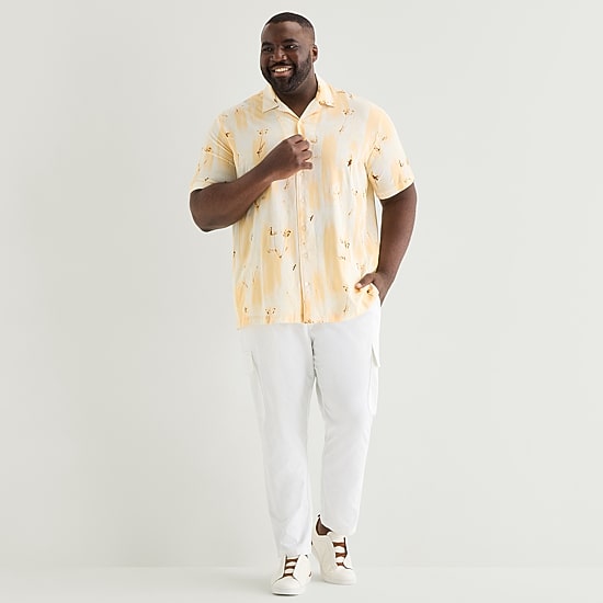Shaquille O'Neal XLG™ Mens Short Sleeve Stretch Fabric Big and Tall Camp Shirt