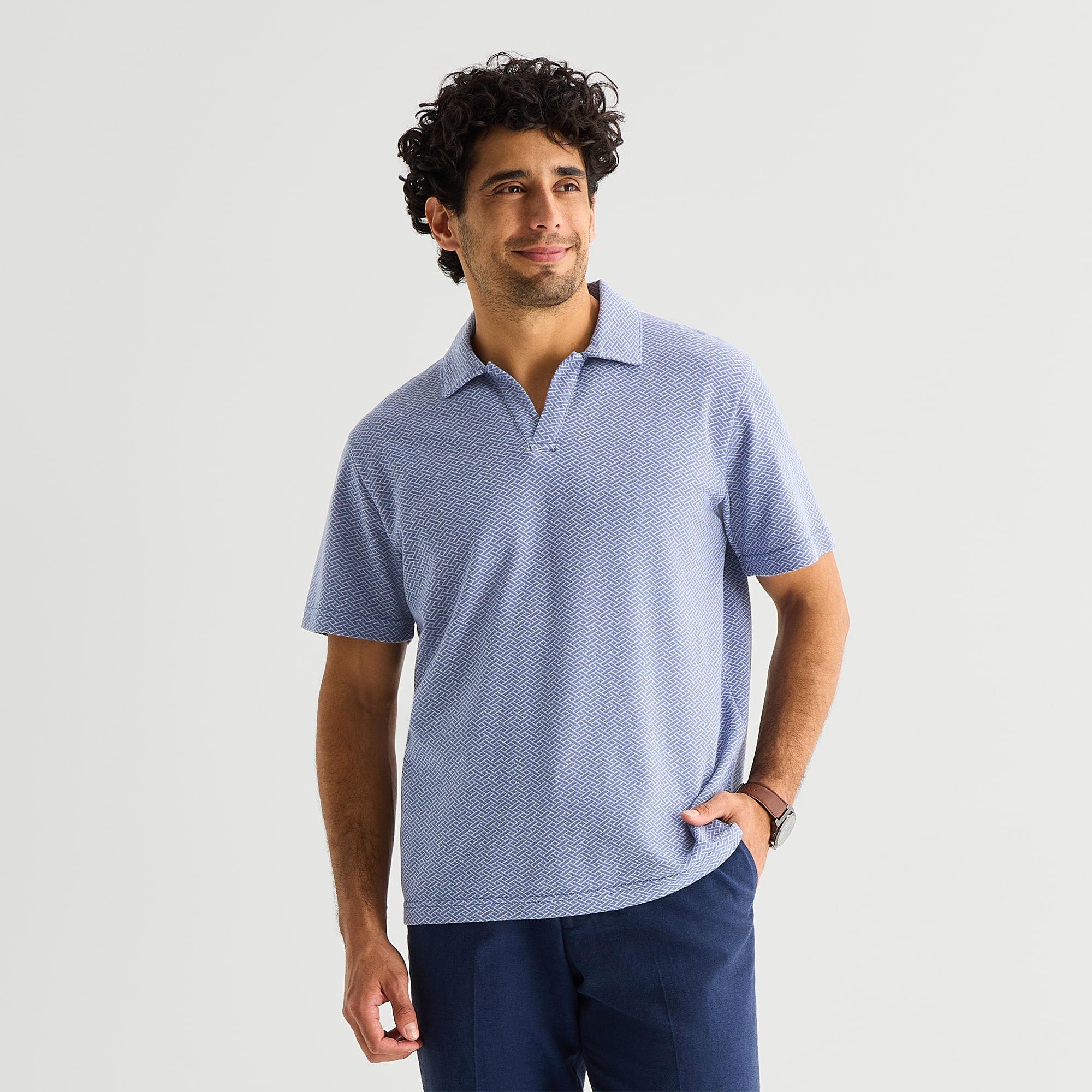 Stafford Johnny Collar Mens Regular Fit Short Sleeve Polo Shirt