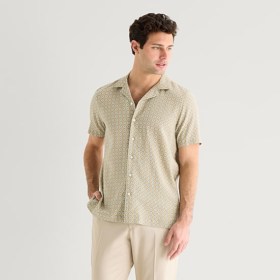 J. Ferrar Linen Blend Mens Short Sleeve Camp Shirt