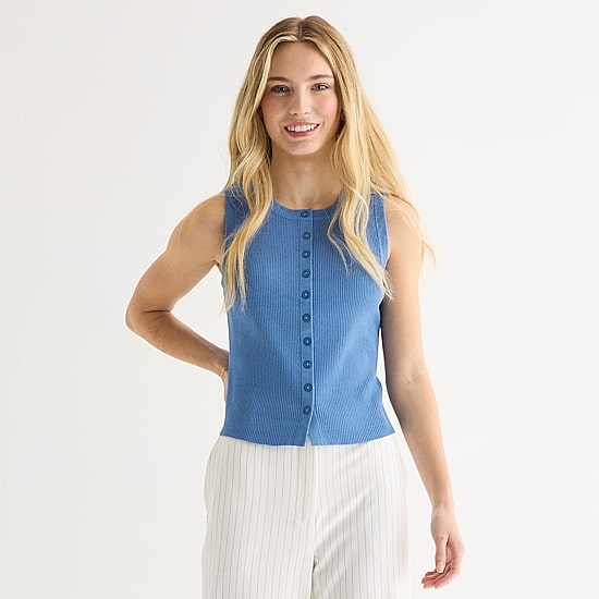 by&by Womens Juniors High Neck Sleeveless Tank Top
