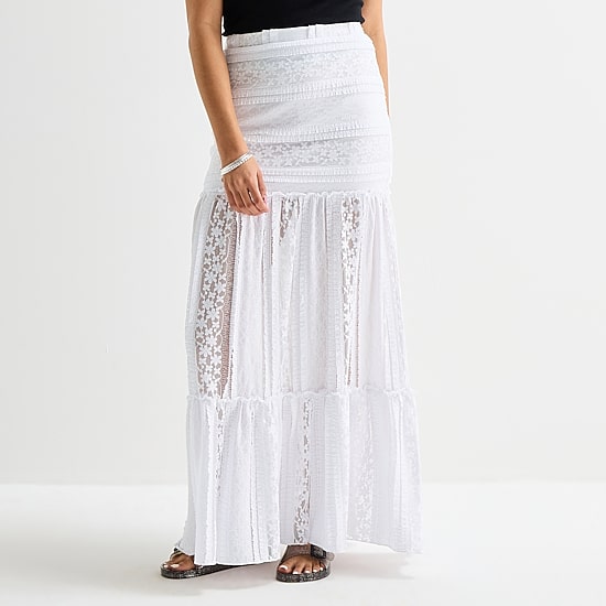 Forever 21 Womens Juniors Mid Rise Maxi Skirt