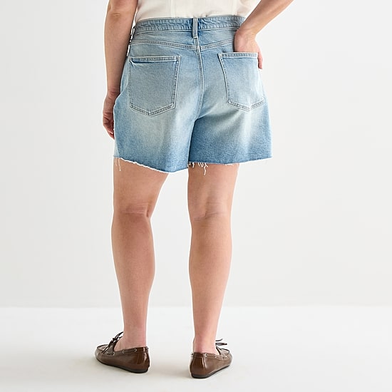 Arizona Womens 5" Mid Rise Juniors Plus Denim Short