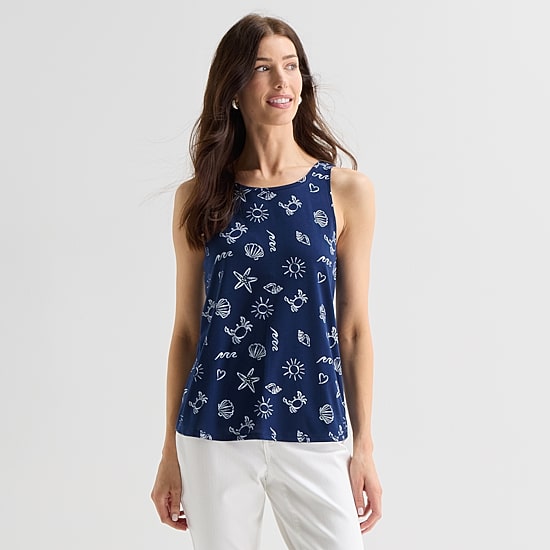 St. John's Bay Womens Round Neck Sleeveless Tank Top