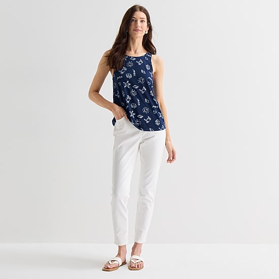 St. John's Bay Womens Round Neck Sleeveless Tank Top