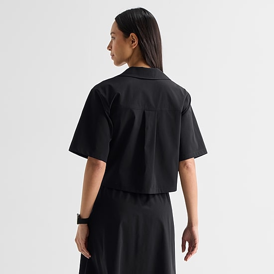 Stylus Womens V Neck Short Sleeve Camp Shirt