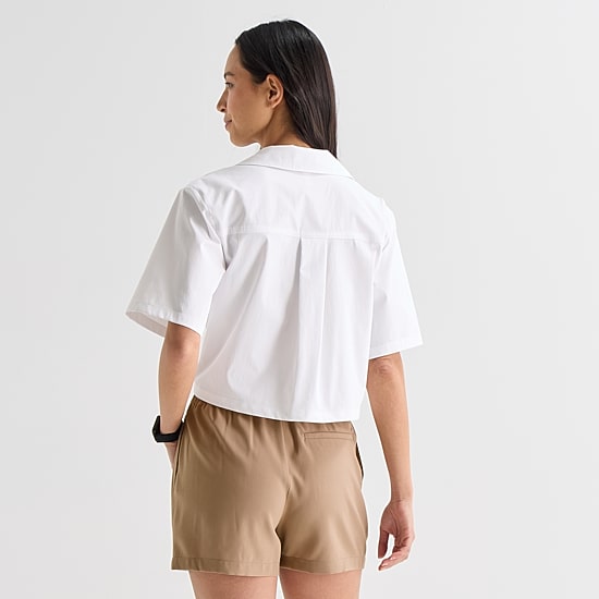 Stylus Womens V Neck Short Sleeve Camp Shirt
