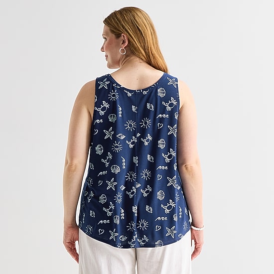 St. John's Bay Womens Plus Round Neck Sleeveless Tank Top