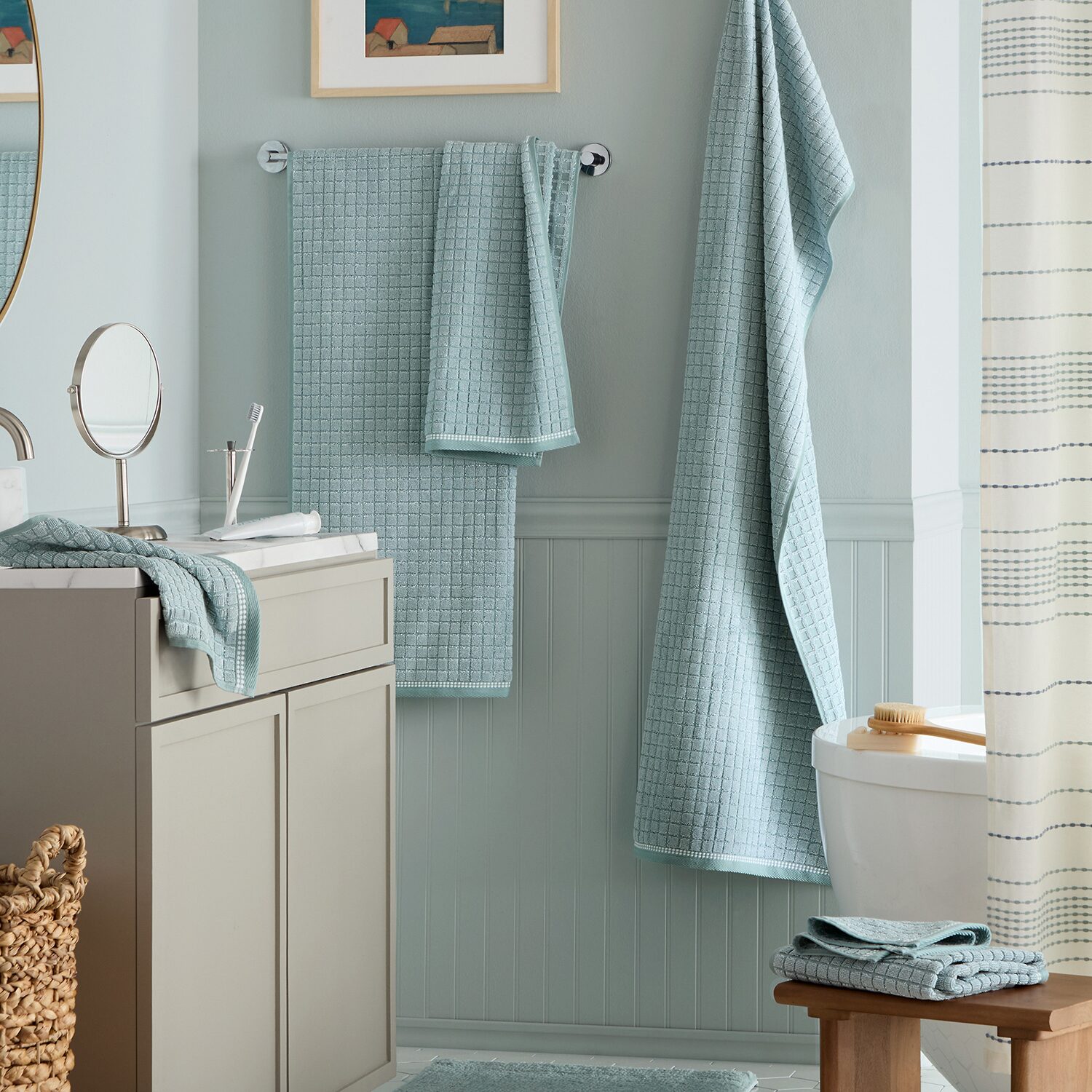 Town And Country Windowpane Textured -pc. Quick Dry Bath Towel Set