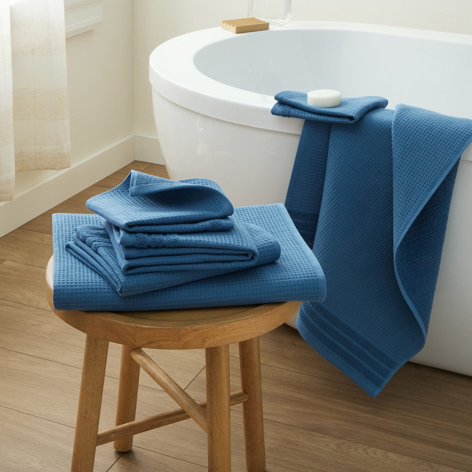 Town And Country Small Waffle Woven Terry Stripe -pc. Quick Dry Bath Towel Set
